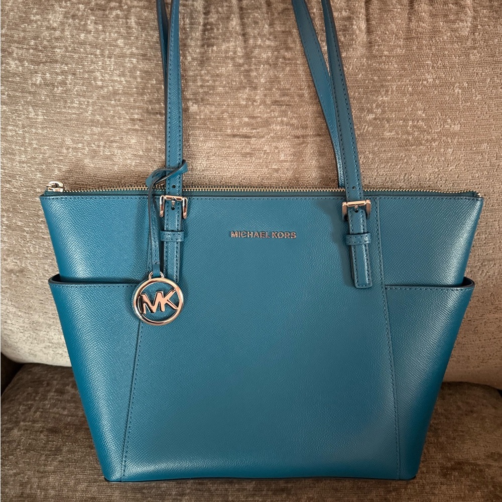 Michael Kors Blue Saffiano Leather Tote